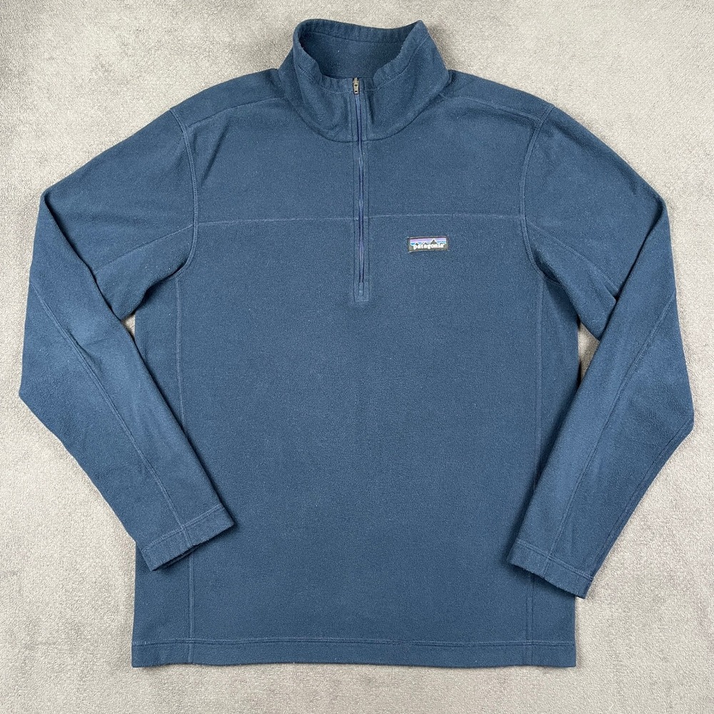 Patagonia Micro D Fleece Pullover Mens Medium Blue 1/4 Zip Hiking 26176